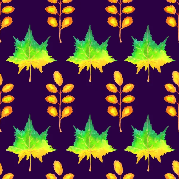 Jesień Pozostawia Płynny Wzór Akwarela Ilustracja — Zdjęcie stockowe