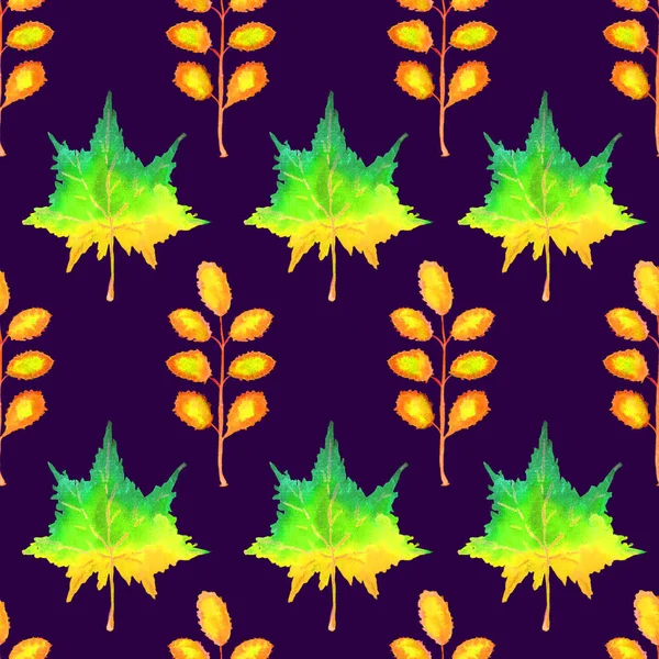 Autumn Leaves Seamless Pattern Watercolor Illustration Royalty Free Stock Fotografie