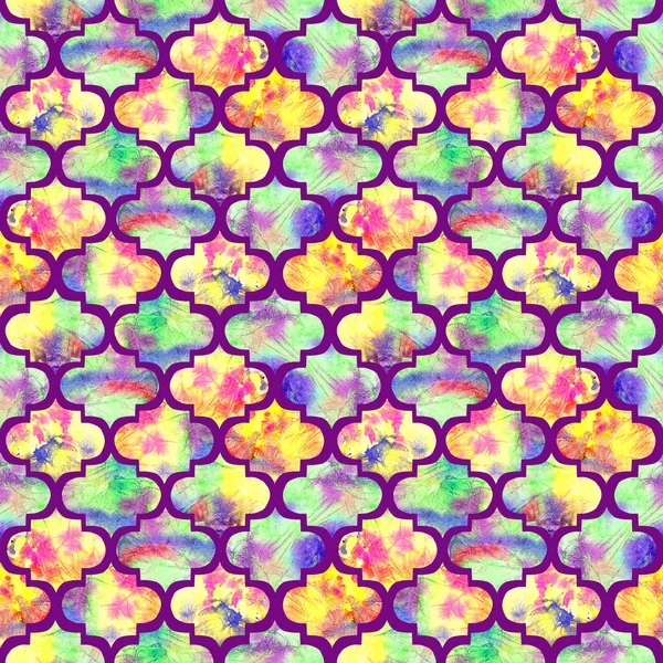 Telhas Brilhantes Encaracolado Forma Geométrica Oriental Abstrato Grunge Colorido Espirros — Fotografia de Stock