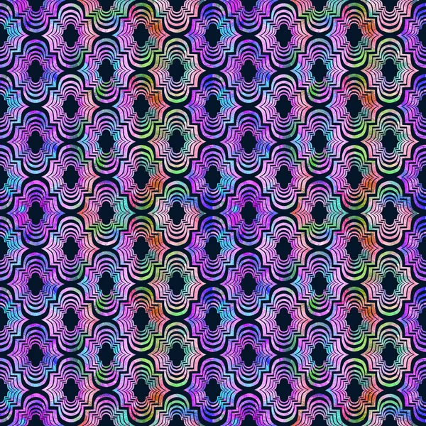 Forme Géométrique Orientale Bouclée Lumineuse Abstraite Grunge Texture Éclaboussures Colorées — Photo
