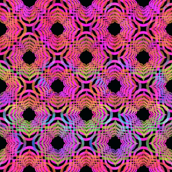 Luminoso Riccio Orientale Forma Geometrica Astratta Grunge Colorato Schizzi Texture — Foto Stock