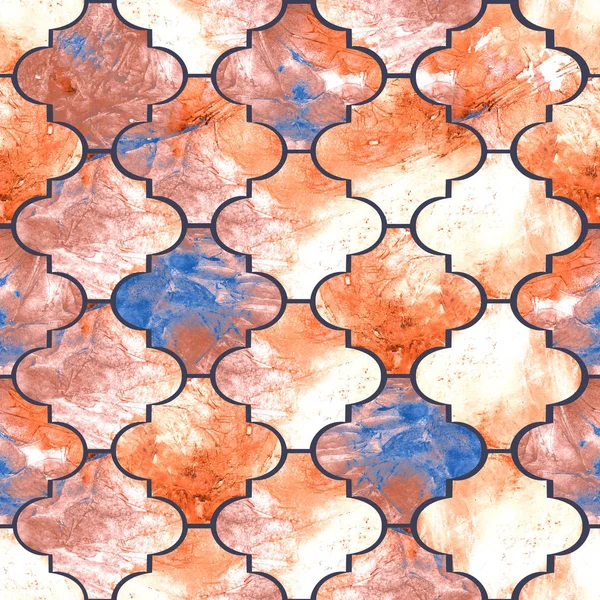 Telhas Brilhantes Encaracolado Forma Geométrica Oriental Abstrato Grunge Colorido Salpicos — Fotografia de Stock