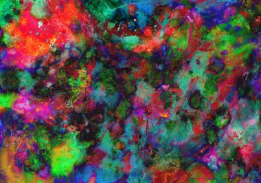 Suluboya kırmızı, yeşil renkler paleti soyut sanat el boyalı