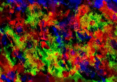 Suluboya, kırmızı, sarı, yeşil, mavi renk paleti soyut sanat el boyalı