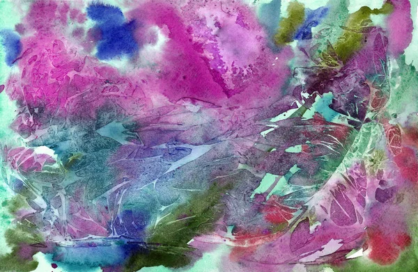 Abstract Artistic Hand Painted Watercolor Background Blue Pink Green — Stock Photo, Image