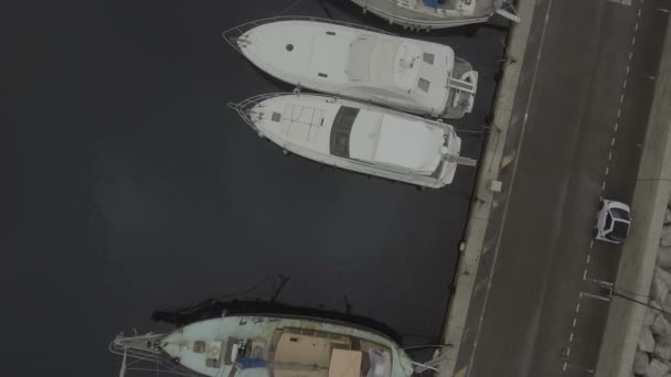 Buque de vela estacionado en puerto — Vídeo de stock