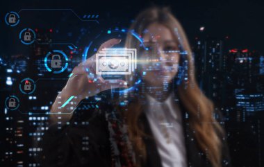 İş, teknoloji, internet ve ağ konsepti. Genç işadamı başarılı bir büyüme için adımlar üzerinde düşünüyor: 