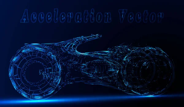 Fütüristik motosiklet veya neon satırlarından Bisiklet mavi bir arka plan üzerinde. Vektör çizim