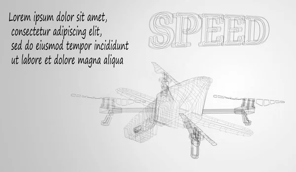 Çizgiler ve şekiller oluşan bir pilotsuz gökyüzünde, soyut bir tasviri. Otomobillerin karkas kavramı. Arka plan — Stok Vektör