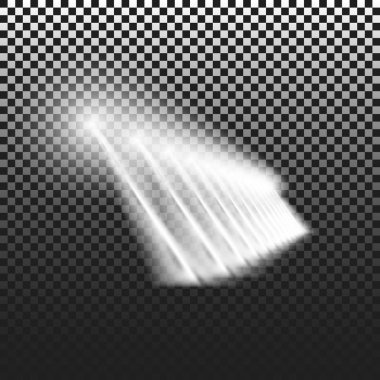 saydam arka plan tarafından projektörler aydınlatılmış. Vektör projektör. Sahne. Işık efektleri.