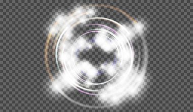 Parlak yıldız tozu, daire ışıklar, şeffaf bir arka plan üzerinde yıldız, tasarımınızın ışık rffect kavramı