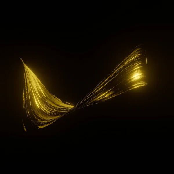 3D render. Neon altın boya yağlı siyah bir arka plan ile parlak vurgular. Bir spiral şeklinde spot.