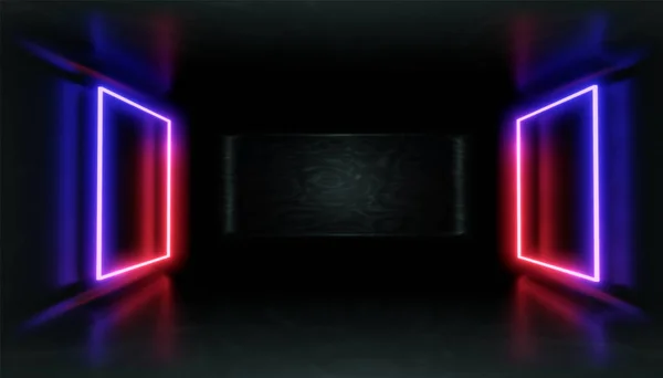 Render Geometriai Ábra Neon Fény Ellen Egy Sötét Alagútban Lézer — Stock Fotó