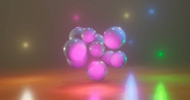 3D render. Parlak bir arka plan üzerinde renkli topları. Küre parlak vurgular tarafından çevrili. Renkli ortamı