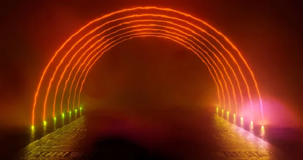 Απεικόνιση Απόδοσης Φουτουριστικό Sci Αφηρημένο Κόκκινο Και Μοβ Νέον Φως — Φωτογραφία Αρχείου