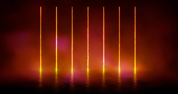 Mallinnus Futuristinen Sci Abstrakti Punainen Violetti Neon Valo Muotoja Musta — kuvapankkivalokuva