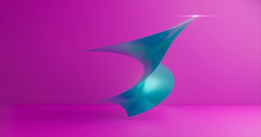3d render. Parlak kırmızı tuvale karşı deforme olmuş veya kavisli parlak düzlük. Soyut illüstrasyon.