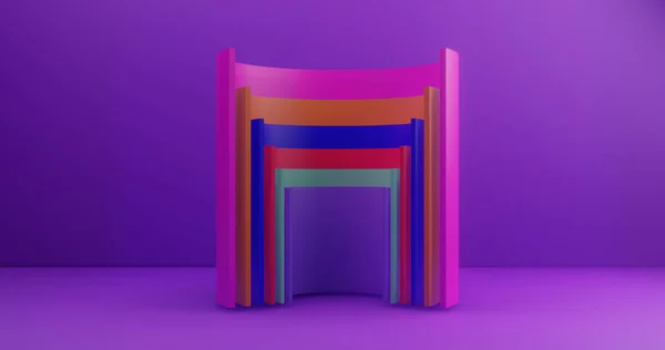 3D-rendering. Multi-gekleurde snij cilinders op de achtergrond van ultra violet canvas. Abstracte illustratie. — Stockfoto