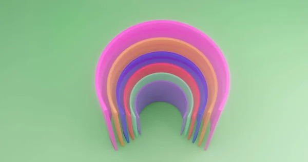 3D rendering. Πολύχρωμα Κόψτε κυλίνδρους στο φόντο των καταπράσινο καμβά. Αφηρημένη εικόνα. — Φωτογραφία Αρχείου