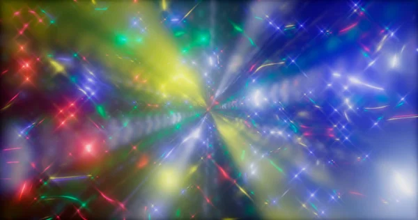3D-Darstellung. Fantastischer Hintergrund von hell leuchtenden Teilchen im Weltraum. Helle elektrische Blitze — Stockfoto
