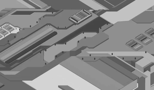 Futuristische Oberfläche aus Low-Poly-Elementen und -Teilen. Vektorillustration im Stil der Isometrie. Hintergrund — Stockvektor