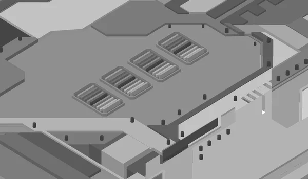 Fütüristik yüzeyi düşük Poli öğeleri ve parçalar. İsometry vektör Illustration tarzı. arka plan — Stok Vektör