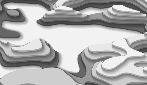 Czarno-białe banery z trójwymiarowym abstrakcyjnym tłem papierowych fal ciętych. Kontrast kolorów. Projekt wektorowy do prezentacji, ulotek, plakatów — Wektor stockowy