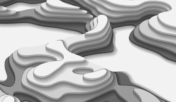 Banderas en blanco y negro con un fondo abstracto tridimensional de ondas cortadas en papel. Colores contrastantes. Diseño de vectores para presentaciones, volantes, carteles — Archivo Imágenes Vectoriales