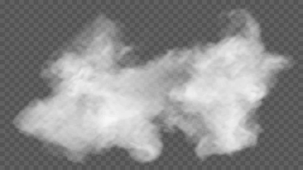Az átlátszó speciális hatás ködben vagy füstben jelenik meg. Fehér felhő vektor, köd vagy szmog — Stock Vector