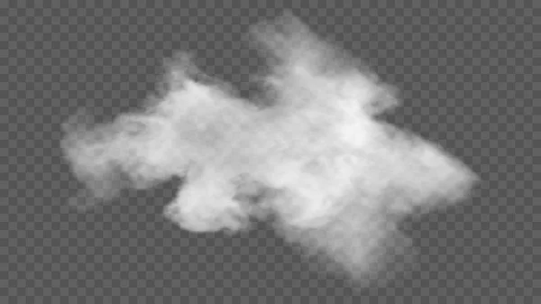 Az átlátszó speciális hatás ködben vagy füstben jelenik meg. Fehér felhő vektor, köd vagy szmog — Stock Vector