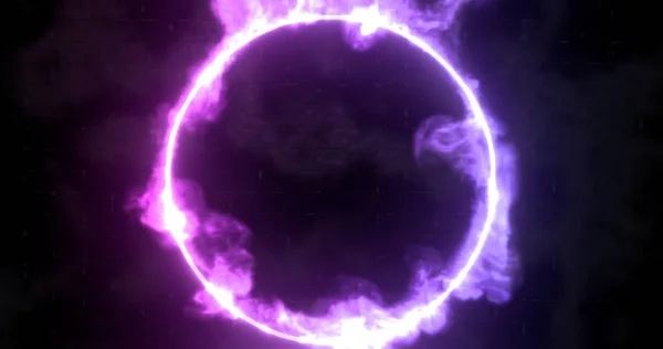 3d render İllüstrasyon. Fütüristik Sci-Fi Soyut kırmızı ve mavi neon ışık figürleri duvarların arka planda ve metin için boş alan ile yansıtıcı beton. Neon ışıkta duman ve sis