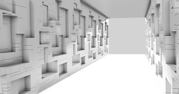 Renderizado Fondo Abstracto Modernos Cubos Geométricos Una Sala Luz Diseño —  Fotos de Stock