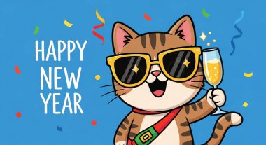 Şampanyalı ve noel balolu tatlı kedi.