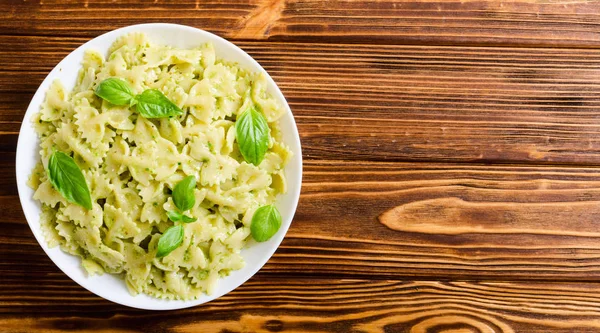 Pasta Dengan Saus Pesto Latar Belakang Makanan Italia — Stok Foto