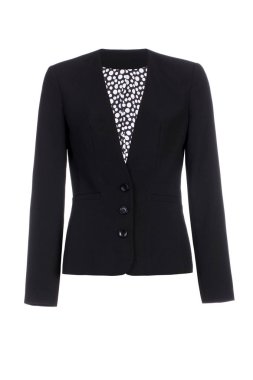 Beyaz arka plan üzerinde izole kadın klasik siyah ceket