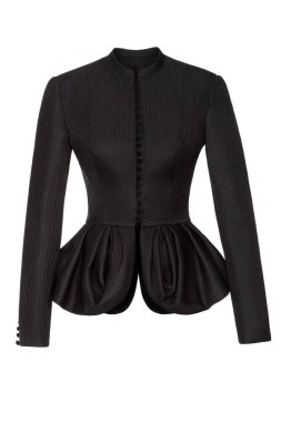 Beyaz arka plan üzerinde izole kadın klasik siyah ceket