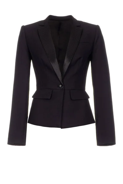 Beyaz arka plan üzerinde izole kadın klasik siyah ceket