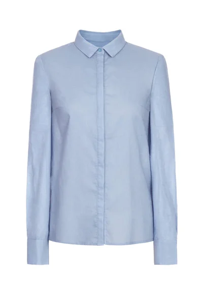 Kvinnors Blå Skjorta Isolerad Vit Bakgrund — Stockfoto