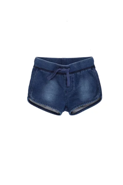 Children Wear Jeans Shorts Isolated White Background — Stock Photo, Image