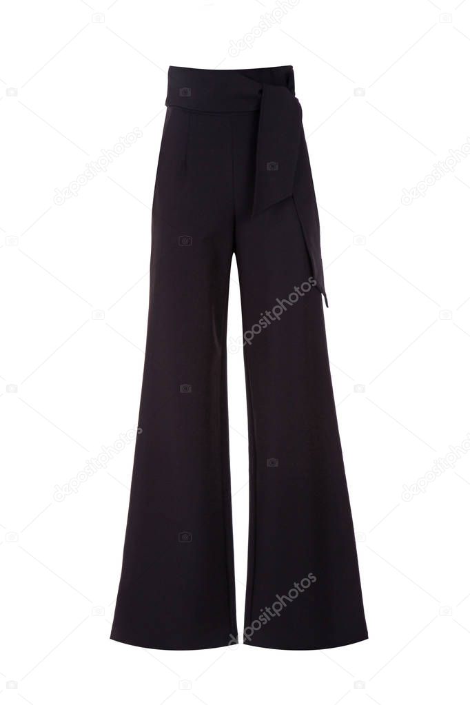 Black women's classic pants isolated on white background