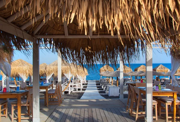 Perissa beach (Black Beach) Santorini Island, Yunanistan