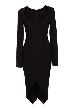 Küçük siyah klasik yün elbise beyazda izole edilmiş.