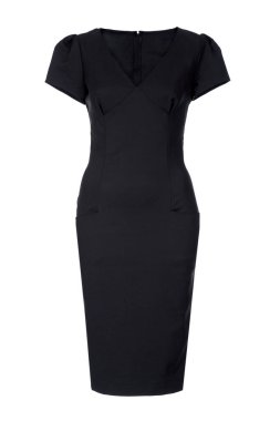 Küçük siyah klasik yün elbise beyazda izole edilmiş.