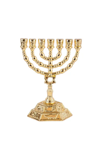 Judisk Religiös Symbol Menorah Isolerad Över Vit — Stockfoto