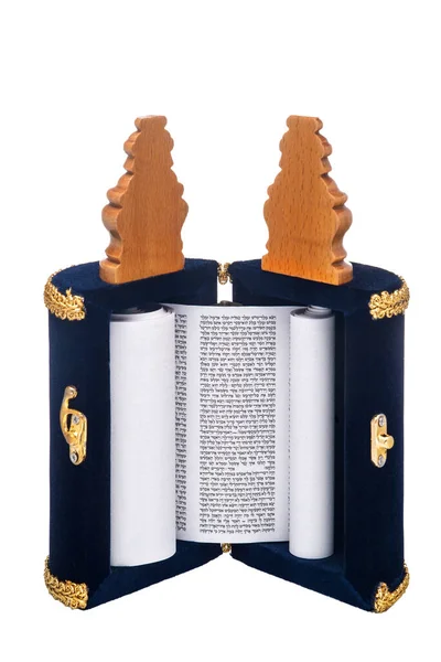 Torah Skriftrulle Med Lock Vit Bakgrund — Stockfoto