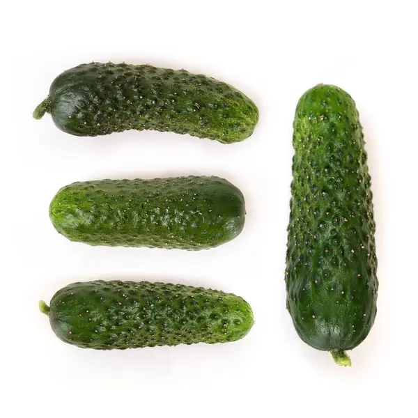 Fresh Green Cucumbers Isolated White Background Top View — Stock Photo, Image