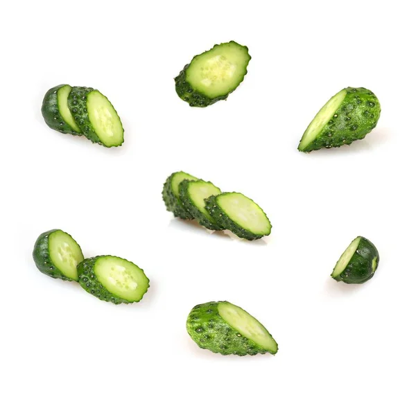 Fresh Green Cucumbers Isolated White Background — Stock Photo, Image