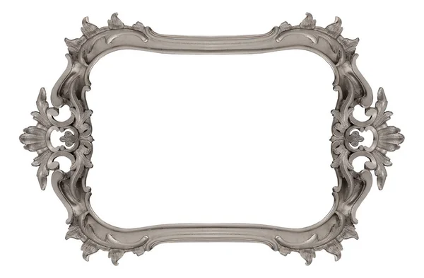 Stříbrný Rám Pro Obrazy Zrcadla Nebo Fotografii — Stock fotografie