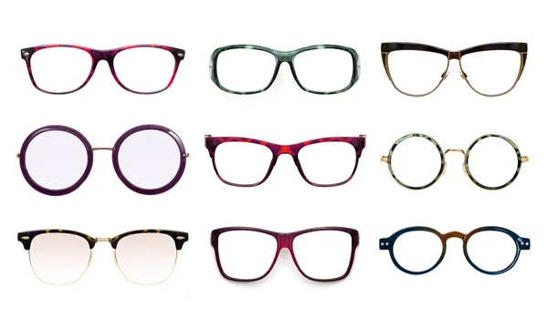 Uppsättning Glasögon Isolerade Vit Bakgrund För Att Applicera Ett Porträtt — Stockfoto
