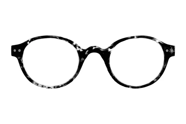 Lunettes Noires Isolées Sur Fond Blanc Appliquer Sur Portrait — Photo